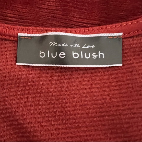 BLUE BLUSH Red Terracotta Dress Women's Sz Medium Long Sleeve Christmas New Year - Picture 6 of 7